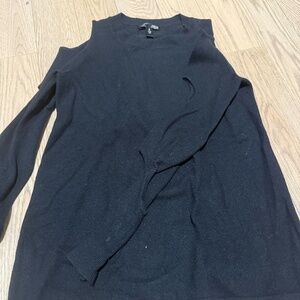 Aqua Black Cashmere Cold Shoulder Sweater